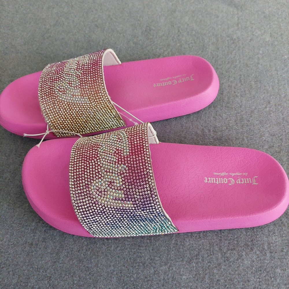 Juicy Couture Rosemead Rainbow Rhinestone Slides - NWT Size 3 / Fits Women’s 5 - Picture 4 of 5